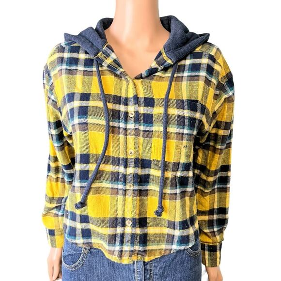 American Eagle Outfitters New With Tag Flannel Cropped Hoodie CS - Picture 1 of 5
